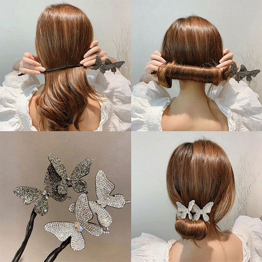 Bun Hair Braided Hair Artifact Butterfly Hair Band Lazy Curling HeadDress