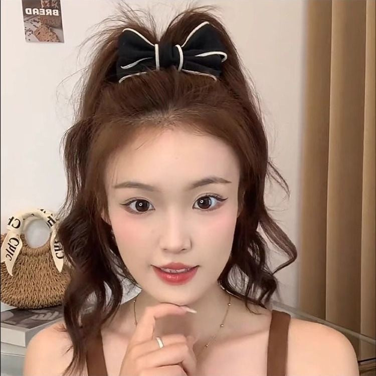 Autumn And Winter Maillard Bun High Ponytail Bow Claw Clip