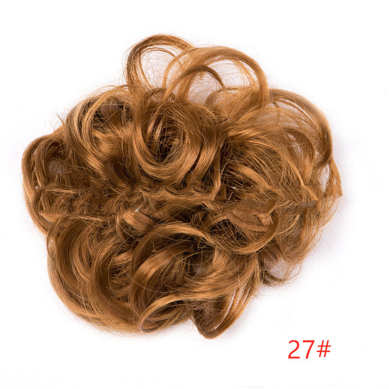 Europe, Japan, and South Korea popular hair bun fluffy natural drawstring curly hair ball head hair ring hair set female hair accessories chemical fiber hair