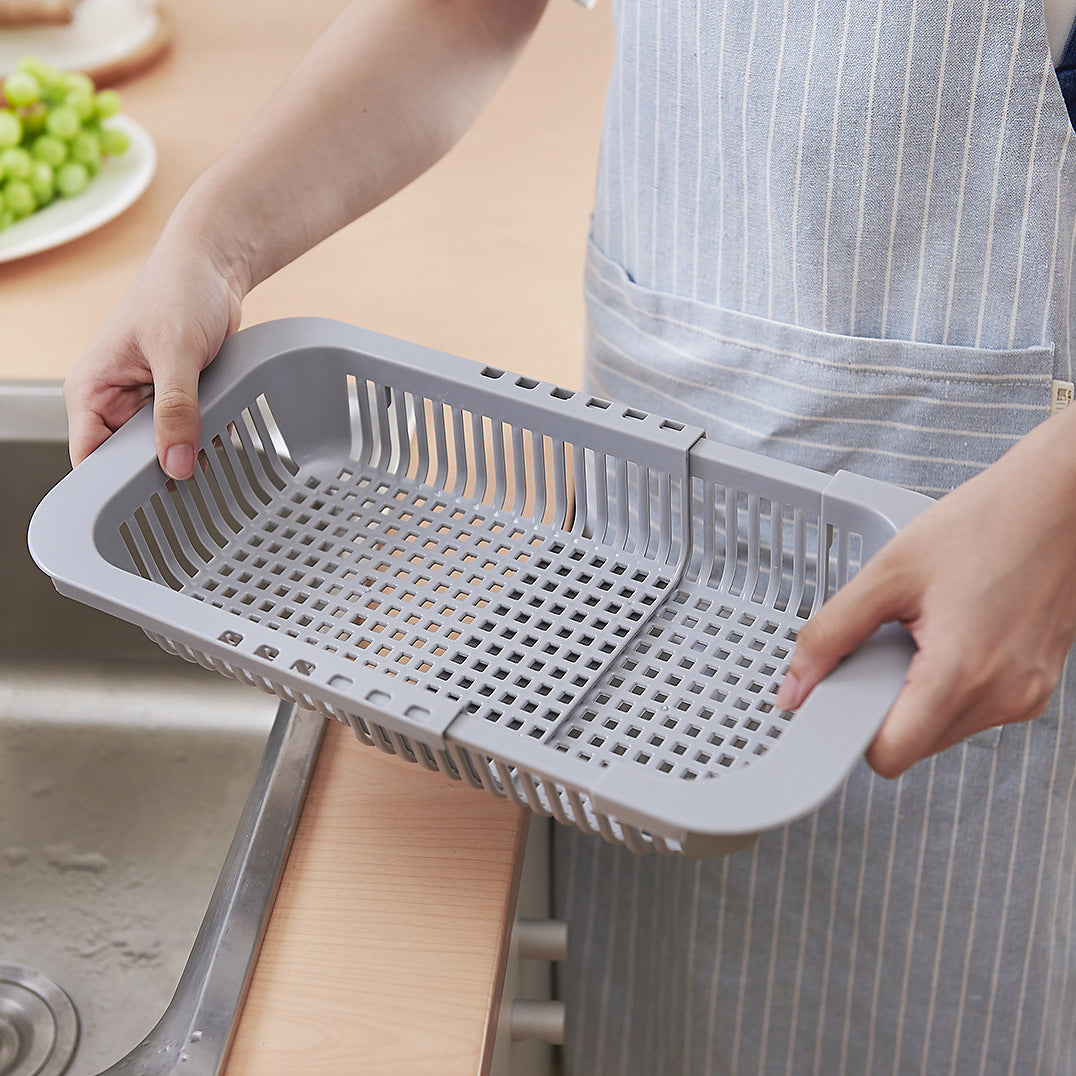 Retractable Sink Drain Rack Shelf Kitchen Plastic Vegetable And Fruit Drain Basket