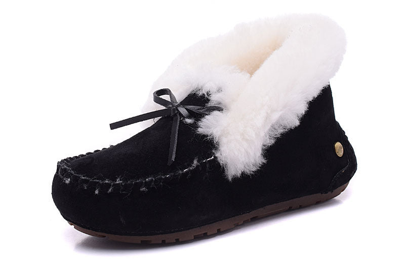 Sheepskin and Wool Integrated Snow Boots Warm Bun Shoes