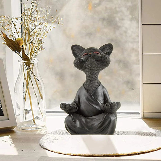 "Bring Zen Home: Adorable Meditating Cat for Your Garden 🌿🐱✨"