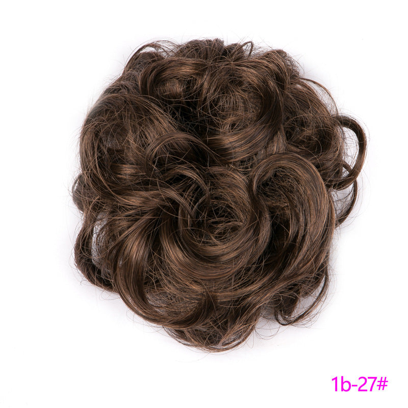 Europe, Japan, and South Korea popular hair bun fluffy natural drawstring curly hair ball head hair ring hair set female hair accessories chemical fiber hair