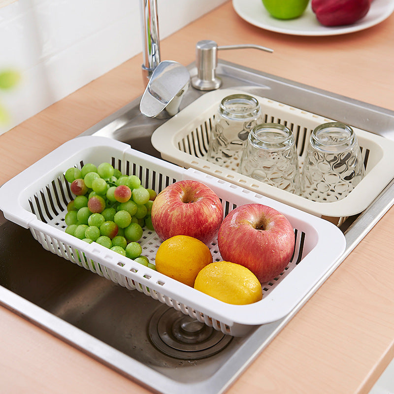 Retractable Sink Drain Rack Shelf Kitchen Plastic Vegetable And Fruit Drain Basket