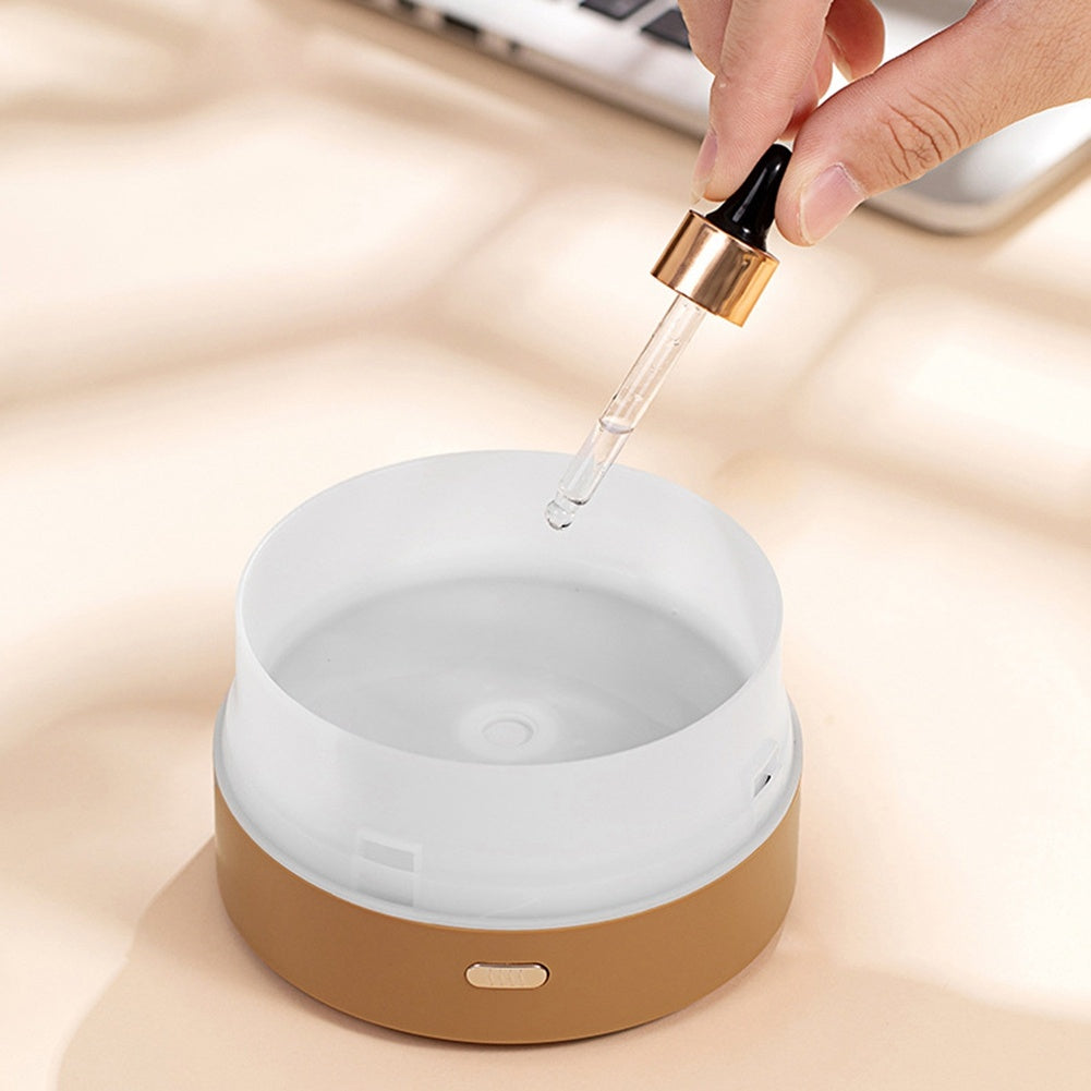 200ML Essential Oil Diffuser USB Cute Steamer Bun Shape Hydrating Aroma Diffusor Night Light Home Small Appliances Brown