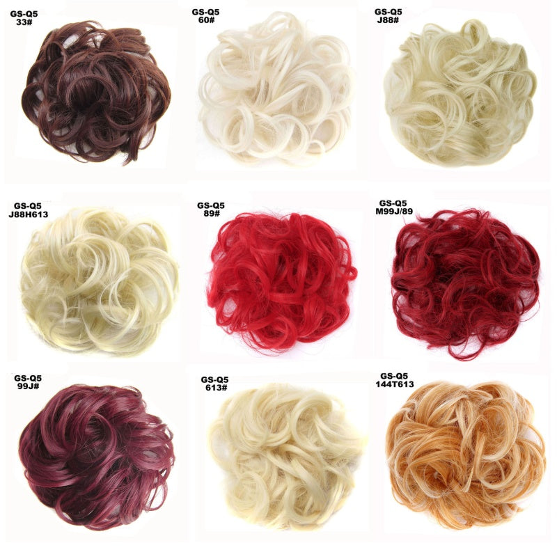 New Trendy Design Women Wavy Curly Messy Hair Bun Synthetic