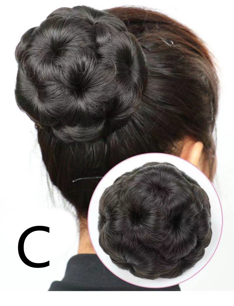 High Temperature Silk Wig Hair Ring, Hair Bun, Nine Flower Ball Head Bridal Costume Plate