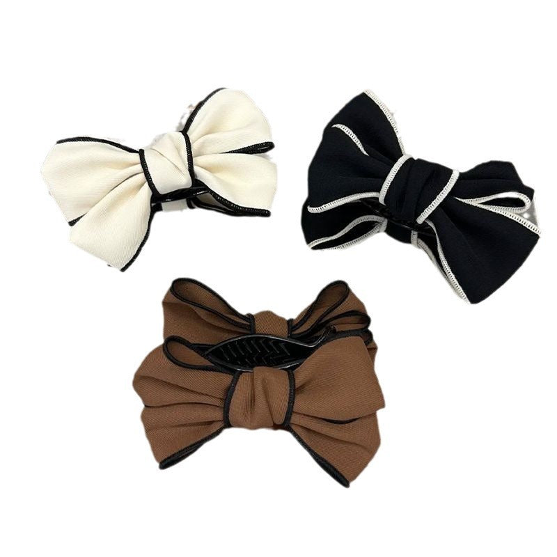 Autumn And Winter Maillard Bun High Ponytail Bow Claw Clip